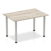Impulse 1200mm Straight Table Grey Oak Top Silver Post Leg I003251 DD